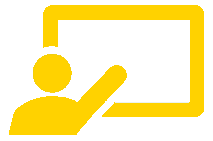 Vector image of a person pointing at a board.